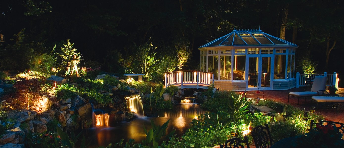 outdoor water feature lighting in Newburyport, MA